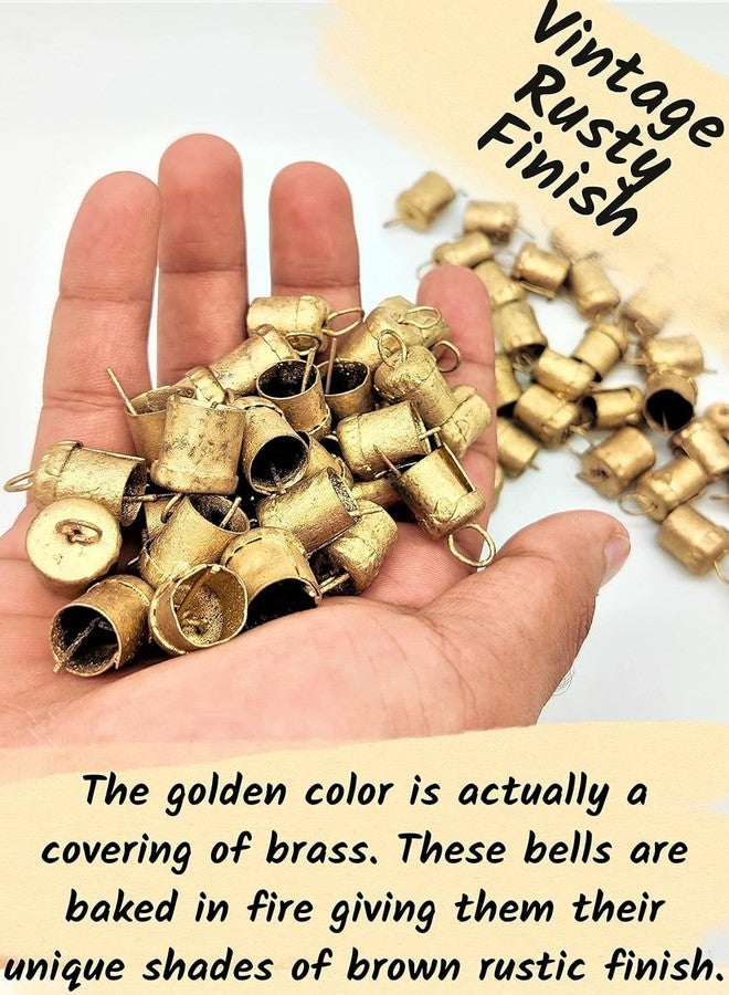 HIGHBIX 50 Mini Golden Rustic Cow Bells - 0.75 Inch Handcrafted Tin Metal Bells for DIY Crafts, Wind Chimes, Garland, Wedding Décor, Christmas Ornaments & Festival Decorations - Image 3